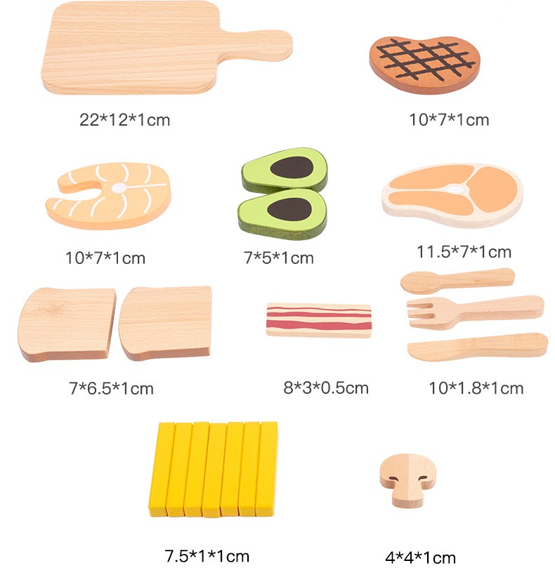 Children's Play House Toy Wooden Simulation Steak Bread Slicer