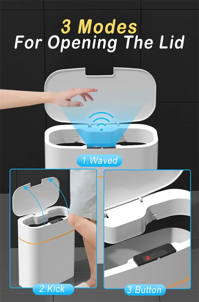 Smart Trash Can With Lid For Bedroom And Living Room