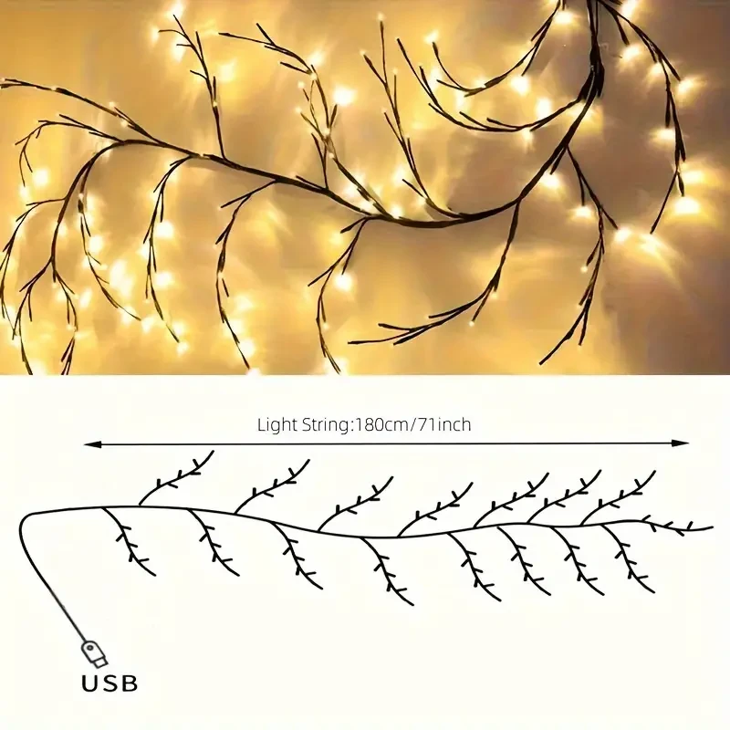 USB-Powered Willow Branch LED Wall Decor – 96 Lights
