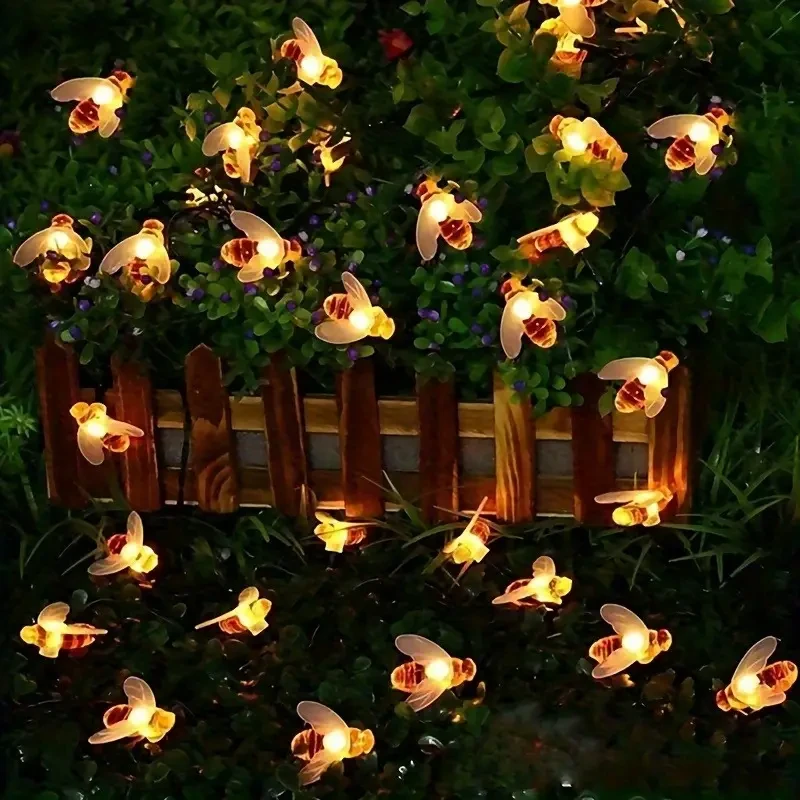 Solar Honey Bee String Lights – 6.4m, 30 LED, 8 Modes