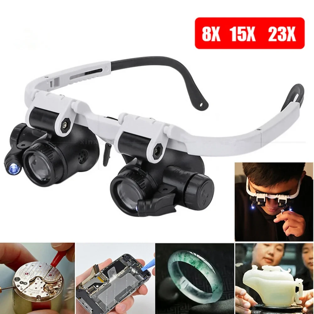 LED Glasses Magnifier 8x 15x 23x