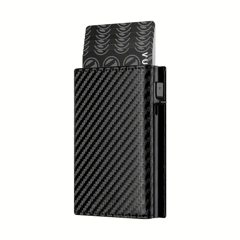Premium Men's RFID Wallet - Minimalist Business Card Holder with Automatic Pop-Up Metal Credit Card Slot