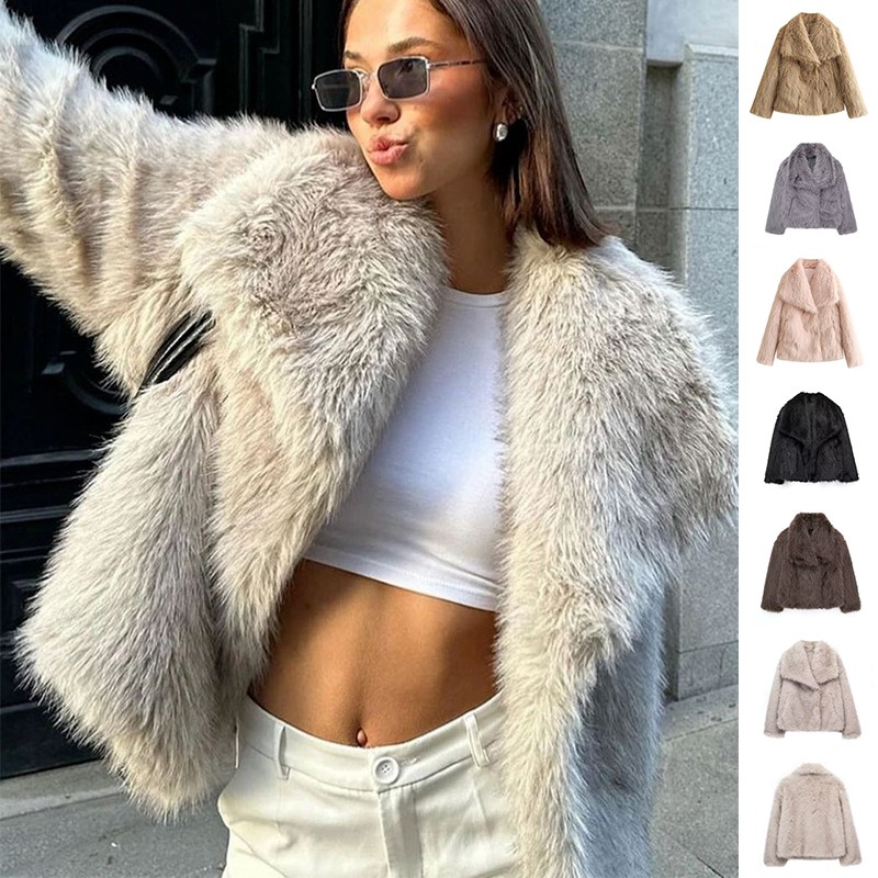 Winter Plush Thicken Lapel Coat - Women’s Casual Long Sleeve Outerwear