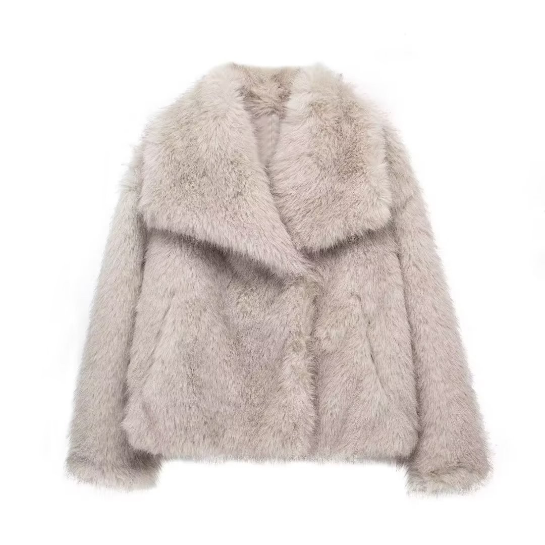 Winter Plush Thicken Lapel Coat - Women’s Casual Long Sleeve Outerwear