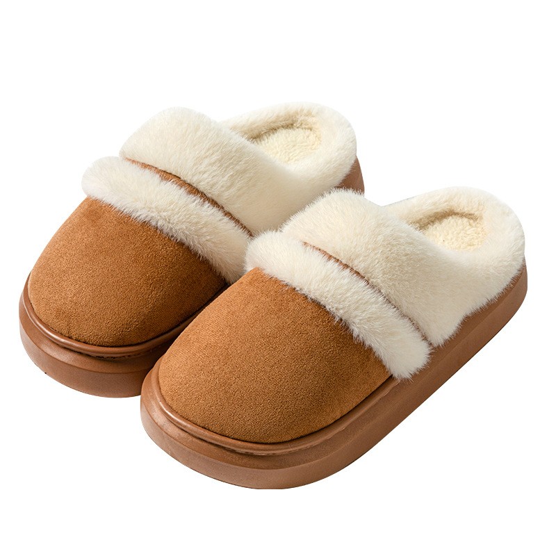 Women’s Warm Cotton Slippers – Thick Bottom, Non-slip Plus-Velvet Suede House Shoes