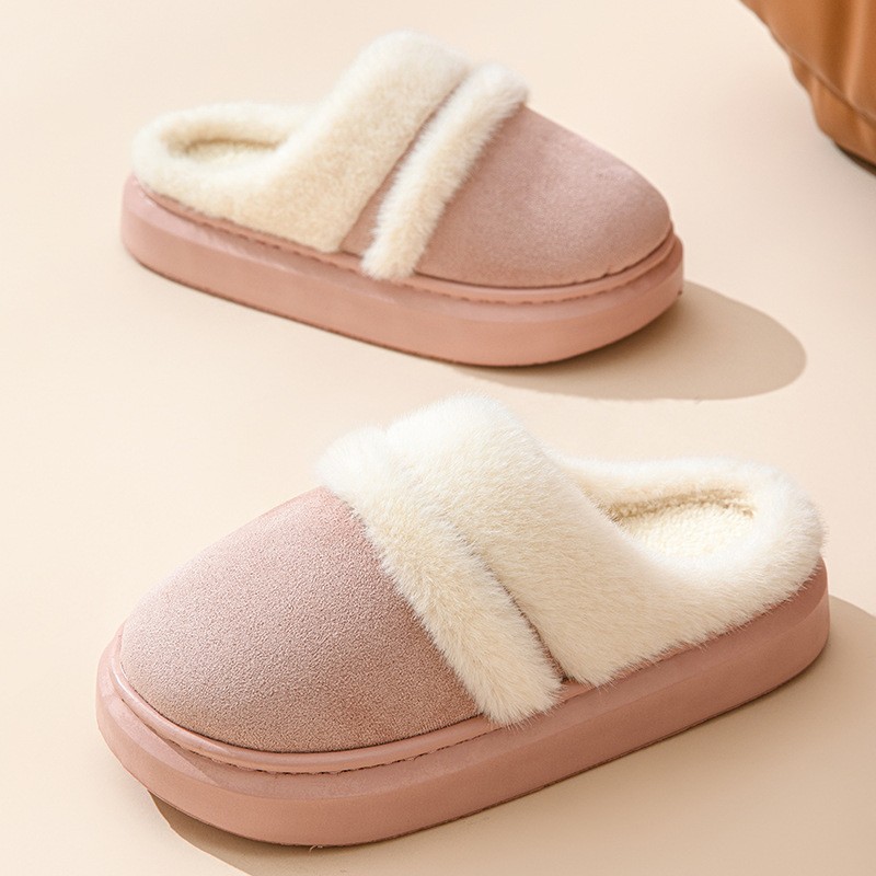 Women’s Warm Cotton Slippers – Thick Bottom, Non-slip Plus-Velvet Suede House Shoes