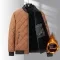 Men’s Rhombic-Sewing Cotton Coat – Thickened Winter Baseball Jacket with Casual Solid Color Design