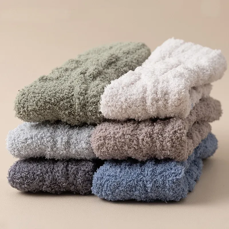 Winter Warm Fuzzy Coral Fleece Socks – Thick Velvet Home Sleeping Floor Socks for Men & Women