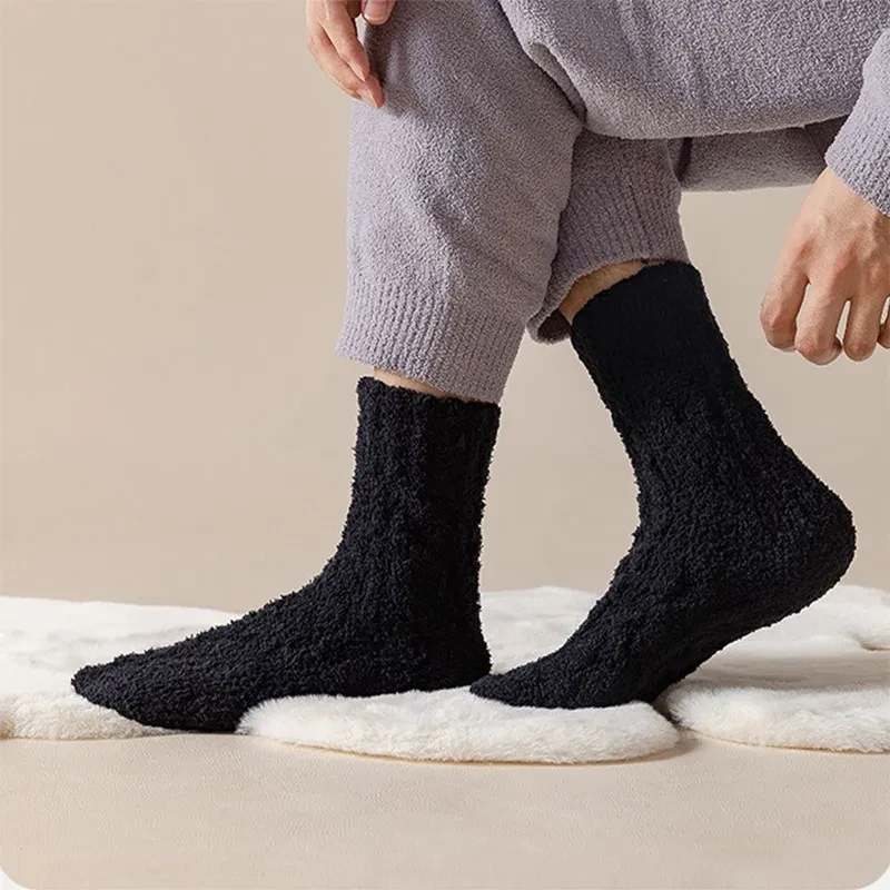 Winter Warm Fuzzy Coral Fleece Socks – Thick Velvet Home Sleeping Floor Socks for Men & Women