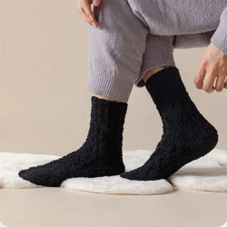 Winter Warm Fuzzy Coral Fleece Socks – Thick Velvet Home Sleeping Floor Socks for Men & Women