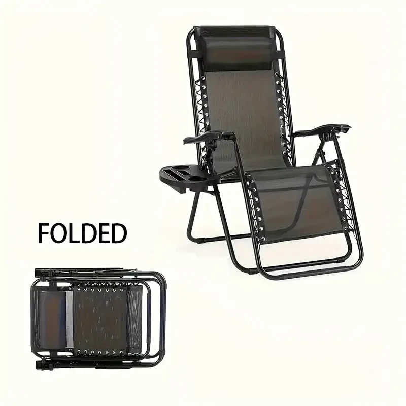 Zero Gravity Lounger with Cup Holder and Adjustable Pillow