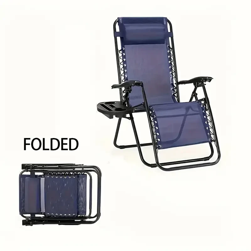 Zero Gravity Lounger with Cup Holder and Adjustable Pillow