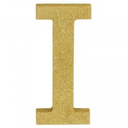 Letter I Gold Glittered Decoration Wooden