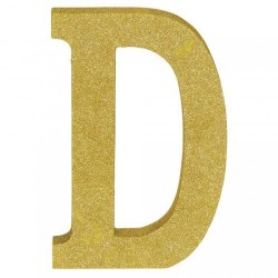 Letter D Gold Glittered Decoration Wooden