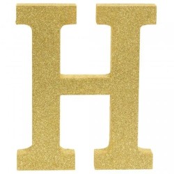 Letter H Gold Glittered Decoration Wooden