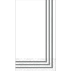 Premium Guest Towel - Classic Stripe Silver - Pack of 16