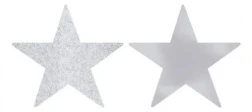 Solid Star Cutouts Foil & Glitter - Silver - Pack of (5)