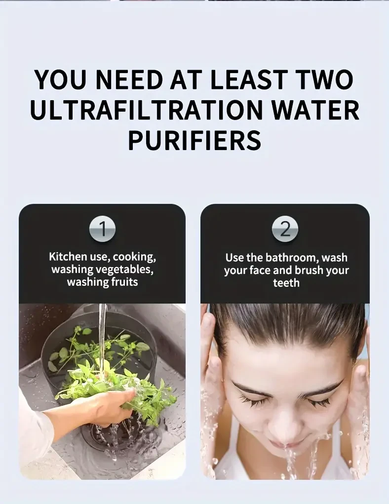 1 Set of Three-Stage Desktop Faucet Water Purifier with 8 Extra Filters, Reduces Chlorine, Odors, Impurities and Removes Large Particles like Mud, Sand, Hair