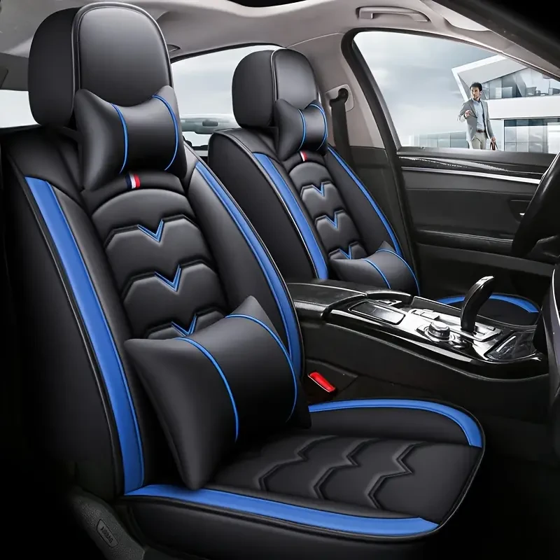 Universal Faux Leather Car Seat Cover Set – All-Season, Full Surround for 5-Seaters