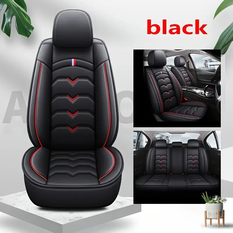 Universal Faux Leather Car Seat Cover Set – All-Season, Full Surround for 5-Seaters