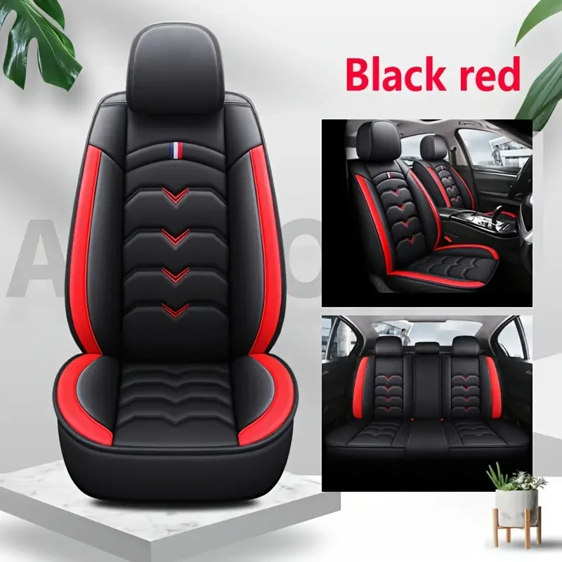 Universal Faux Leather Car Seat Cover Set – All-Season, Full Surround for 5-Seaters