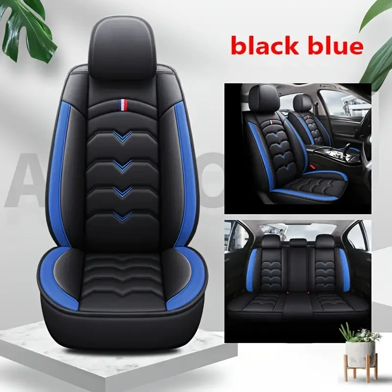 Universal Faux Leather Car Seat Cover Set – All-Season, Full Surround for 5-Seaters