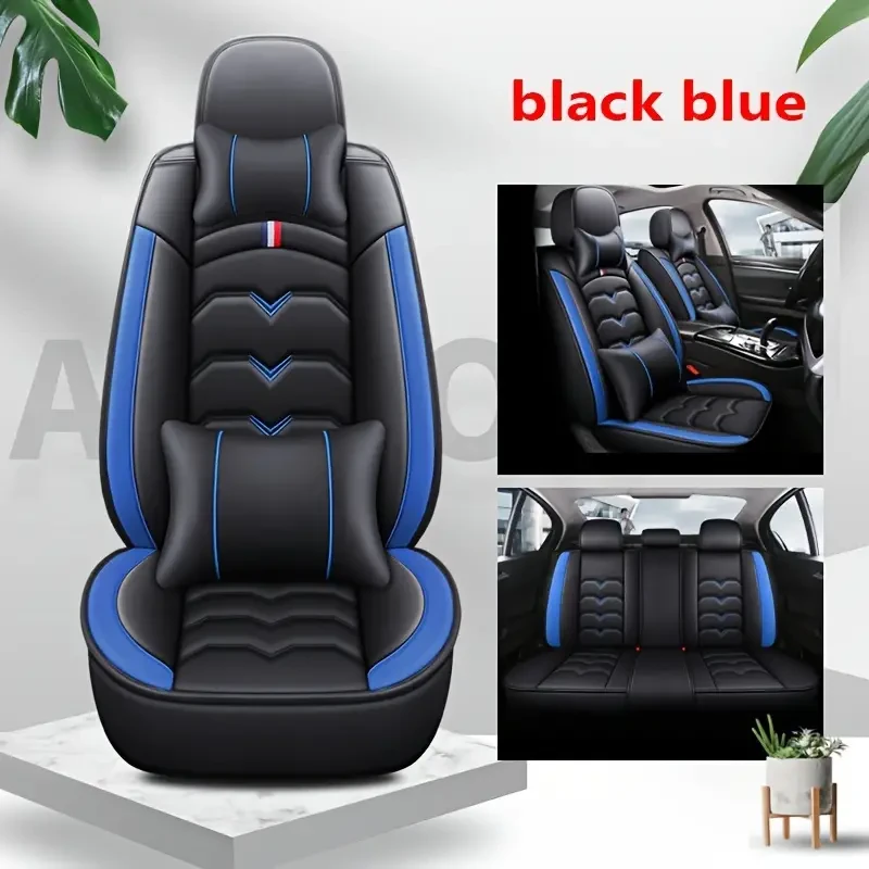 Universal Faux Leather Car Seat Cover Set – All-Season, Full Surround for 5-Seaters