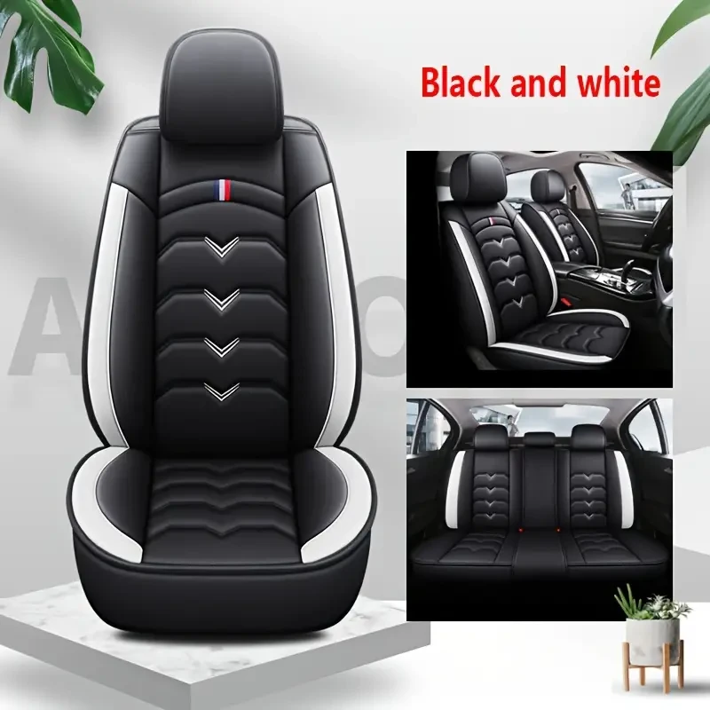 Universal Faux Leather Car Seat Cover Set – All-Season, Full Surround for 5-Seaters
