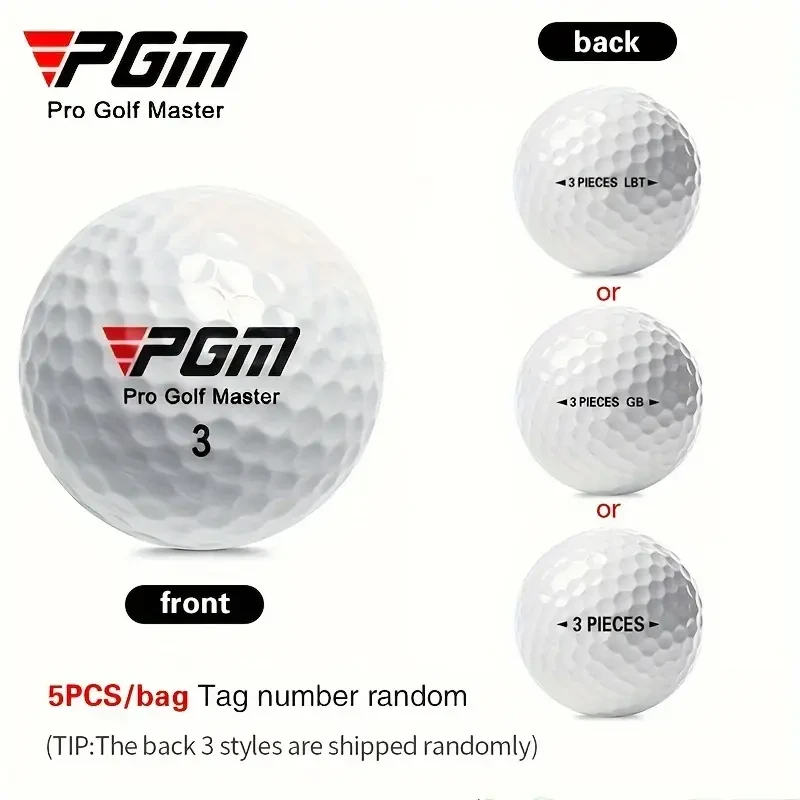 5pcs White Three-Layer Golf Balls – 44g, Hardness 80, Game-Ready Golf Accessories