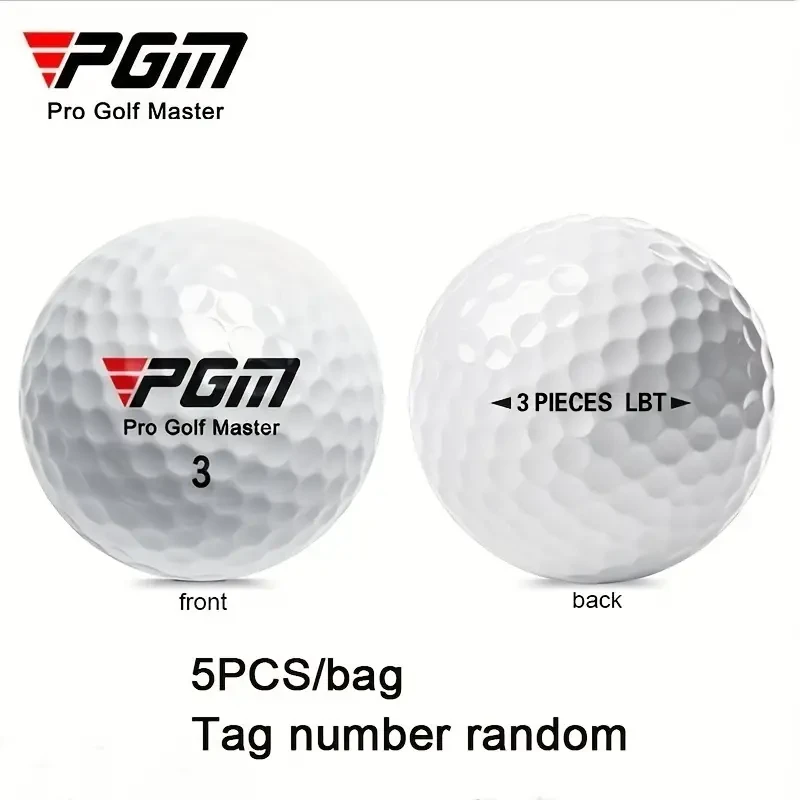 5pcs White Three-Layer Golf Balls – 44g, Hardness 80, Game-Ready Golf Accessories
