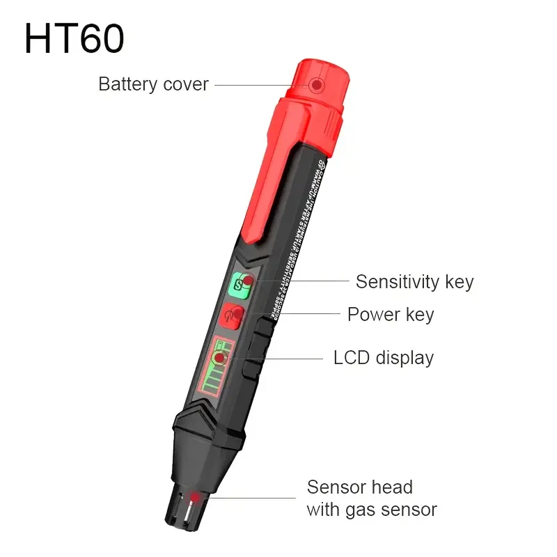 HT59/HT60 Gas Leak Detector Alarm Combustible Gas Detector With Audible And Visual Alarm For All Types Of Flammable Gases