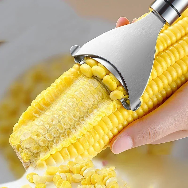 Stainless Steel Serrated Corn Peeler – Efficient Corn Shaver, Thresher & Multi-Functional Kitchen Gadget