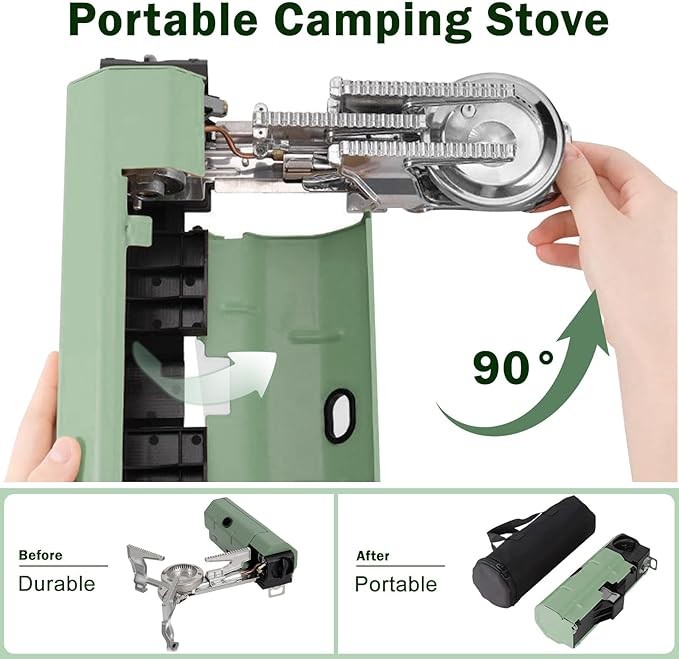 Orifesio Foldable 2600W Camping Stove – Portable Butane Stove with Windshield & Storage Bag for Camping, Hiking & Travel