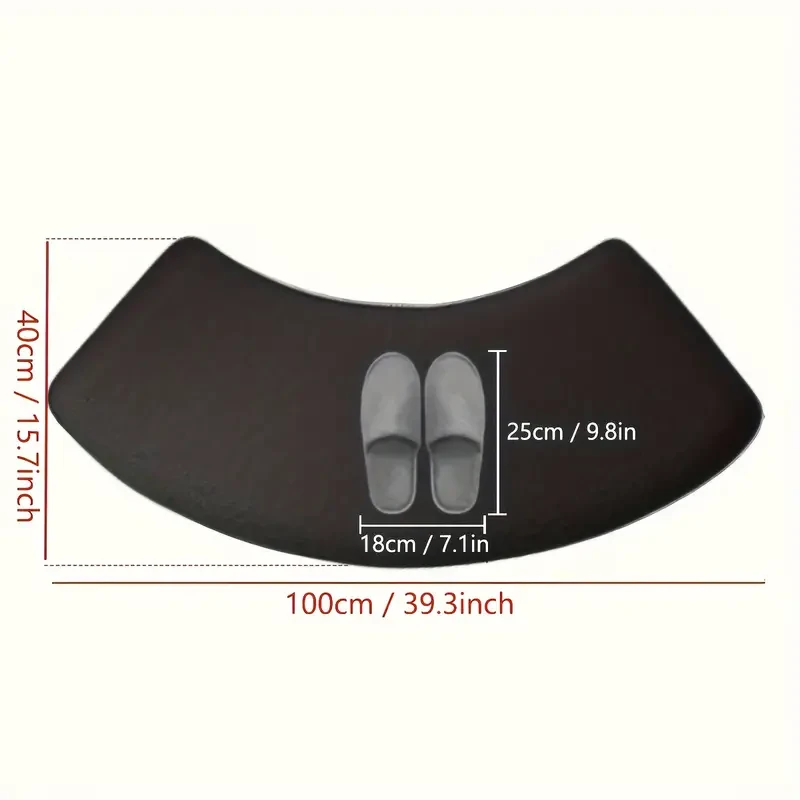 Non-Slip Bath Mat, Thickened Polyester Shower Door Rug, Half-Circle Entryway Foot Mat, Hand-Washable, Low Pile, Machine-Made, 660g/㎡, 1.2cm Thick, Kitchen & Bathroom Decor