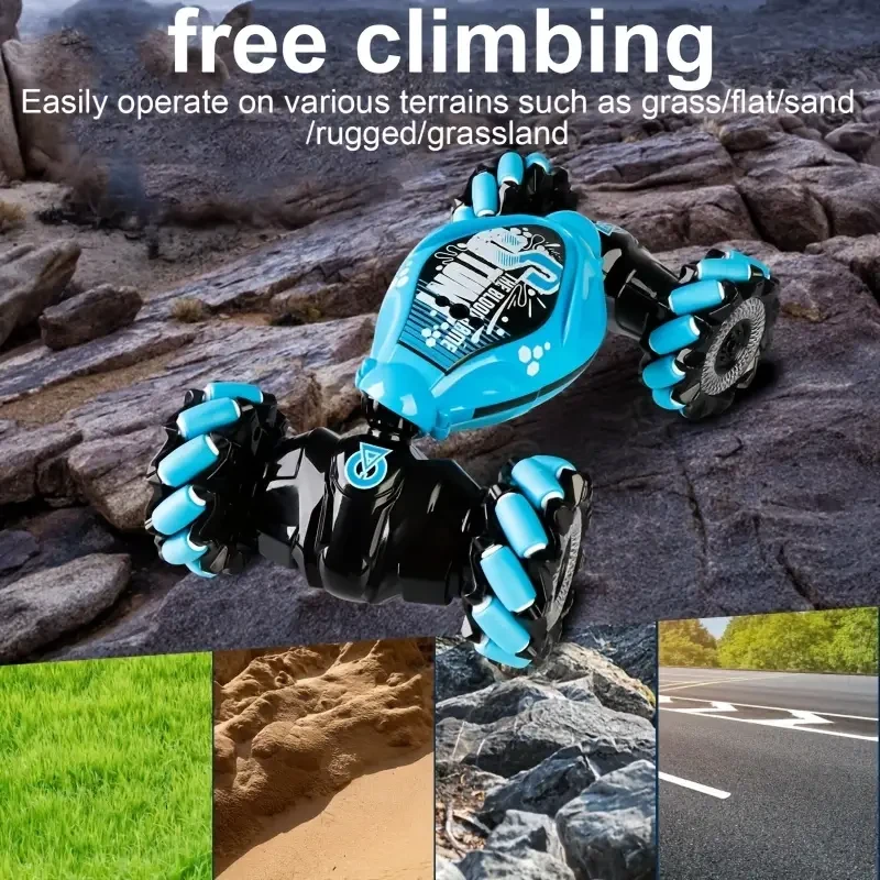LED-Lit Gesture-Controlled Stunt RC Car – Transforming, Climbing, & Rechargeable