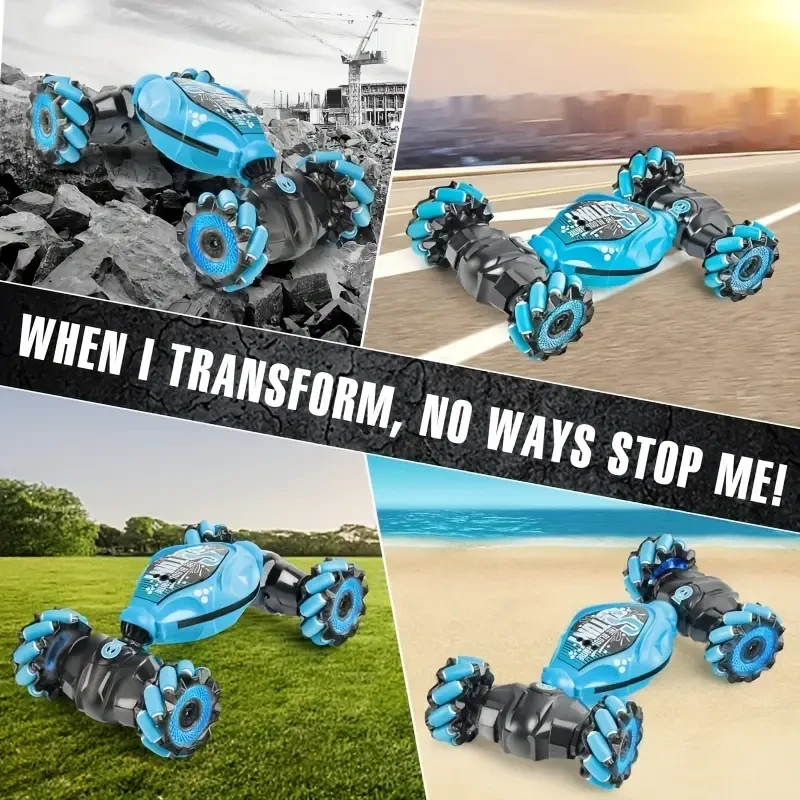 LED-Lit Gesture-Controlled Stunt RC Car – Transforming, Climbing, & Rechargeable