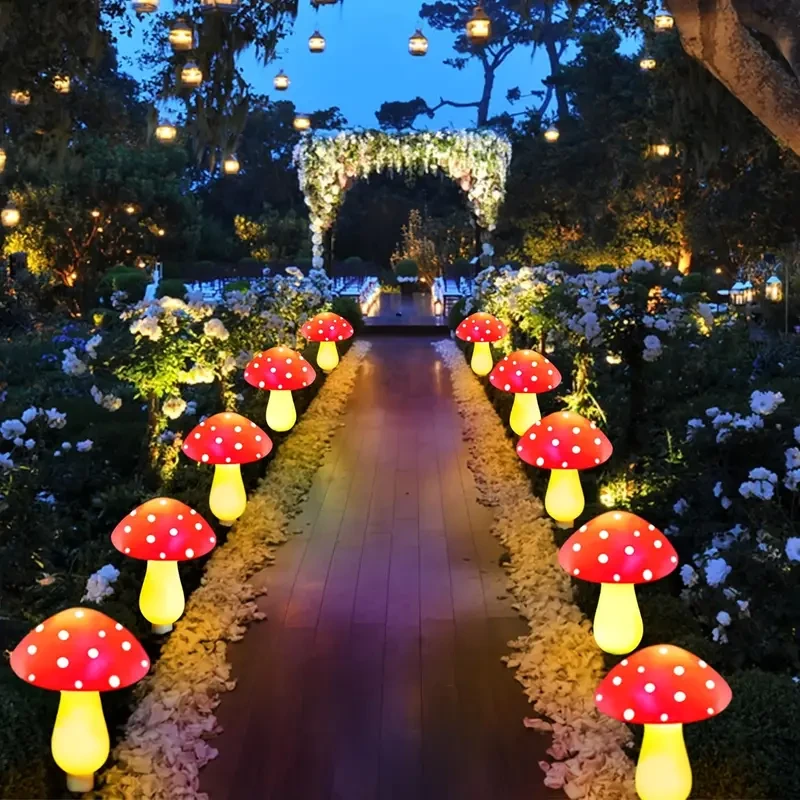 8pcs Solar Mushroom Lights – Outdoor Garden Pathway Decor, 8 Modes, IP65 Waterproof