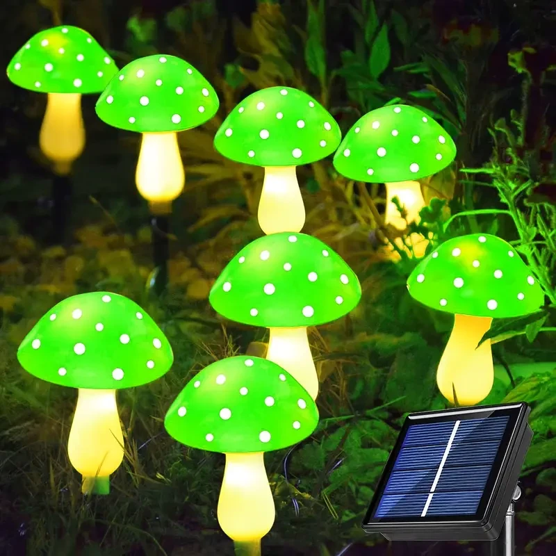8pcs Solar Mushroom Lights – Outdoor Garden Pathway Decor, 8 Modes, IP65 Waterproof