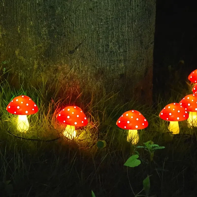 8pcs Solar Mushroom Lights – Outdoor Garden Pathway Decor, 8 Modes, IP65 Waterproof