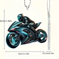 Motorcycle Acrylic Hanging Ornament – 2D Sports Bike Keychain & Rearview Mirror Decor