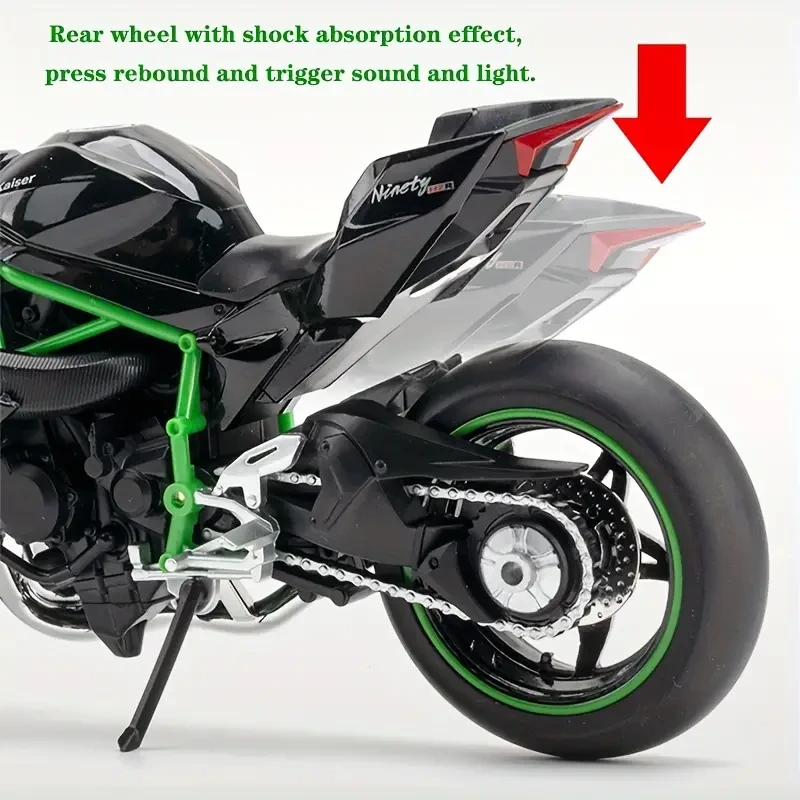 1:12 Alloy Motorcycle Toy Model – Black Motorcycle with Sound & Light Effects