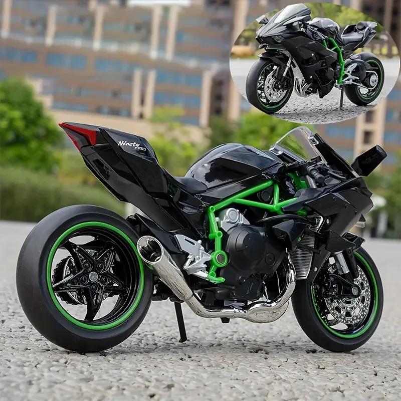 1:12 Alloy Motorcycle Toy Model – Black Motorcycle with Sound & Light Effects