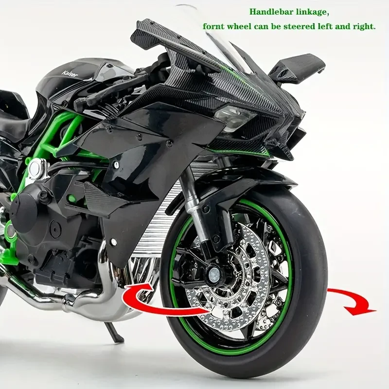 1:12 Alloy Motorcycle Toy Model – Black Motorcycle with Sound & Light Effects