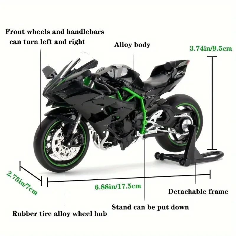 1:12 Alloy Motorcycle Toy Model – Black Motorcycle with Sound & Light Effects