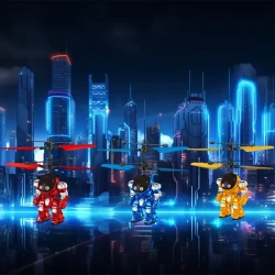 Interactive Mech Warrior Sensing Aircraft Glowing Flying Toy with Advanced Sensors