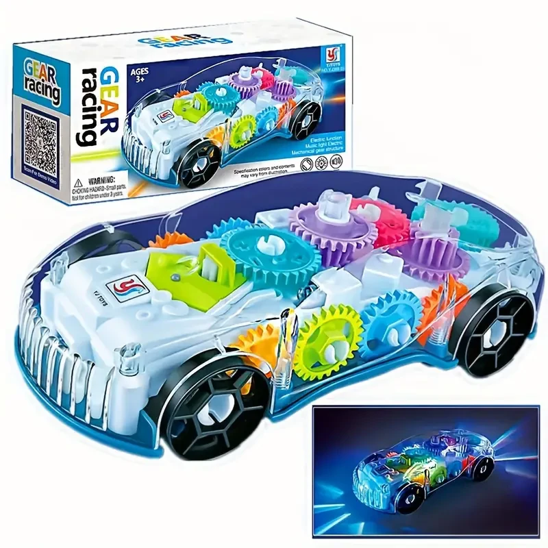 360° Rotating Transparent Car Toy Car, Colorful Lights, Cool Music, As Christmas Gift, Birthday Gift, Halloween Gift, Without Battery.