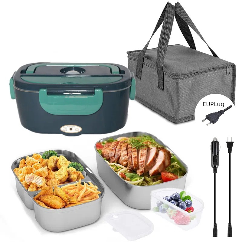 HOMEFISH 1.5L Electric Lunch Box Food Warmer – Portable 60W Food Heater with Leak-Proof 304 Stainless Steel Liner