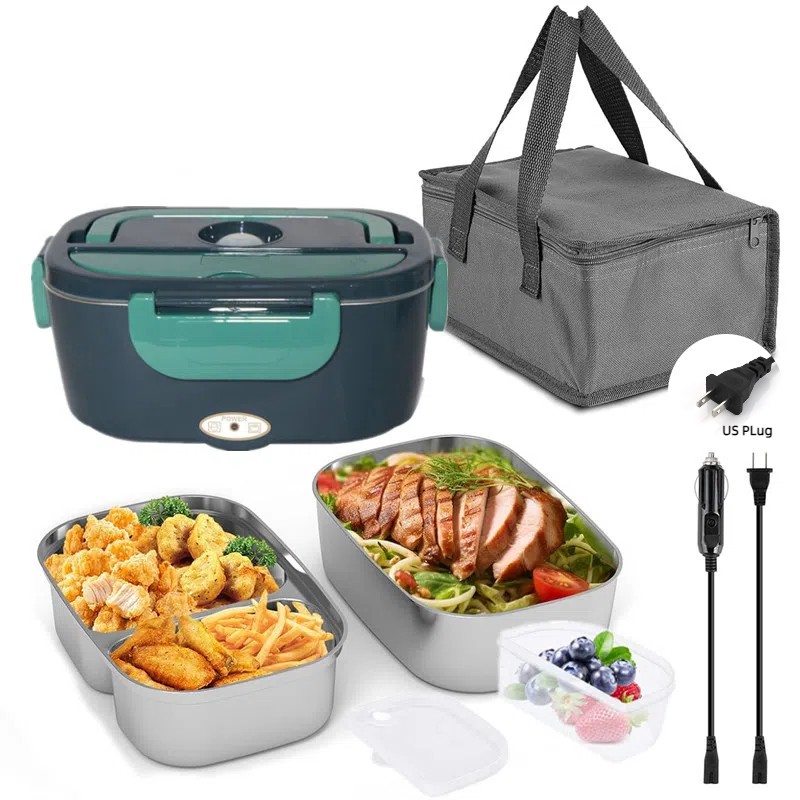 HOMEFISH 1.5L Electric Lunch Box Food Warmer – Portable 60W Food Heater with Leak-Proof 304 Stainless Steel Liner