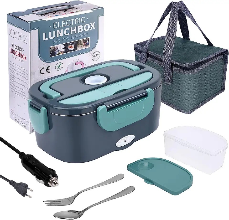 HOMEFISH 1.5L Electric Lunch Box Food Warmer – Portable 60W Food Heater with Leak-Proof 304 Stainless Steel Liner