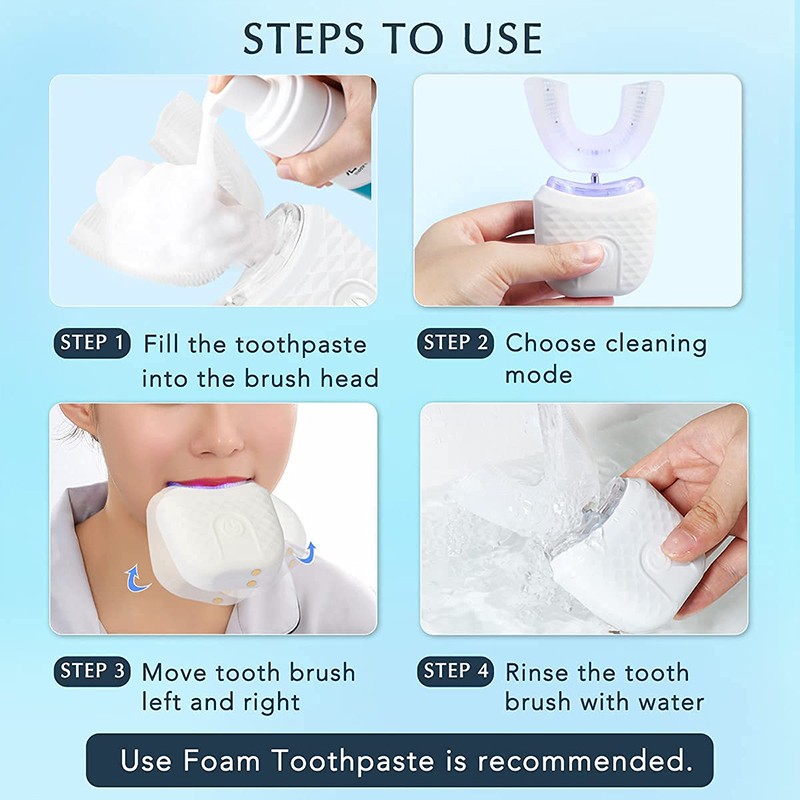 U-Shaped Ultrasonic Children’s Electric Toothbrush – 360° Whitening Silicone Automatic Toothbrush